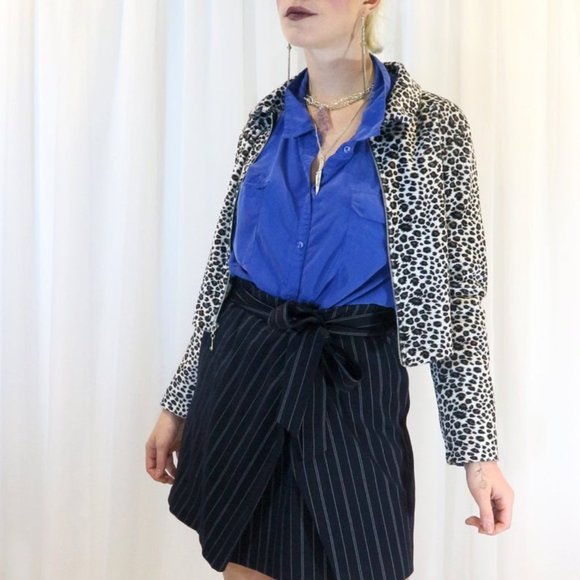 Vintage Soft Fleecy Cheetah Print Crop Zip Jacket - Picture 3 of 3